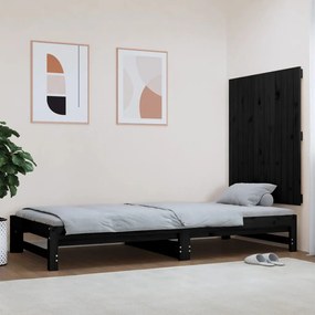 824907 vidaXL Tăblie de pat pentru perete, negru, 82,5x3x90 cm lemn masiv pin