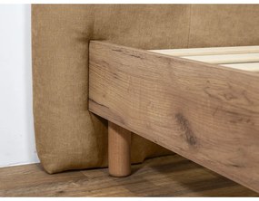 Pat matrimonial bej tapițat cu somieră 180x200 cm Kumo – Bobochic Paris