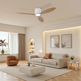 ZEVENTI - Ventilator de tavan VENTORA LED/24W/230V Wi-Fi Tuya alb/stejar + telecomandă