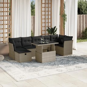 3274672 vidaXL Set mobilier de grădină cu perne, 8 piese gri deschis poliratan