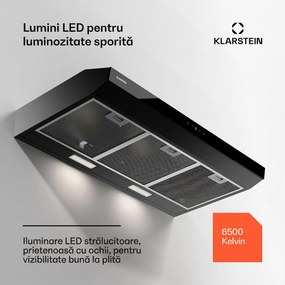 Klarstein Contempo Neo, hotă, sub dulap, recirculare, 192 m³/h, SenseControl, control tactil integrat, oțel inoxidabil / sticlă acrilică