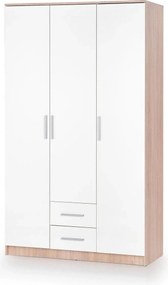 Dulap LIMA S-3, alb/stejar sonoma, PAL laminat, cu 3 usi si 2 sertare,