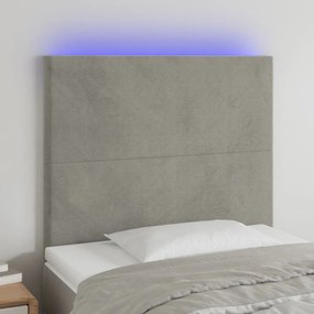 3122186 vidaXL Tăblie de pat cu LED, gri deschis, 100x5x118/128 cm, catifea