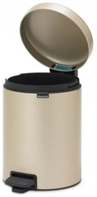 Cos de gunoi cu pedala Brabantia NewIcon 1003198, 5 L, Inchidere lina, Baza antiderapanta, Auriu metalic