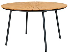 Masă de grădină Cleveland, tec, naturală, cu picioare negre 130x74 cm