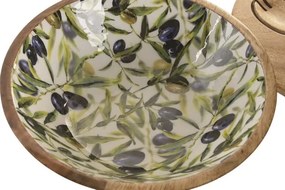 Set 3 boluri salată Mediterranean verde cu accente naturale din lemn de mango cu structură din rășină – "Olivia"