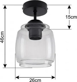 BRILAGI - Lustru LED aplicat R GLASS 1xE27/60W/230V Ø 26 cm negru/gri fumuriu