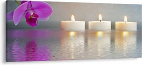Tablou cu lumânări pe apă (120x50 cm)