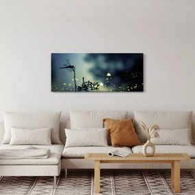 Tablou - Libelula în noaptea strălucitoare (120x50 cm)