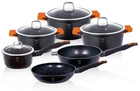 Set oale si tigai marmorate (10 piese) din aluminiu turnat Granit Diamond Line Berlinger Haus BH 1111N