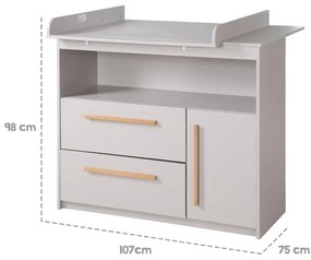 Comodă de copii gri deschis cu masă de schimbat 107x98x75 cm Lea – Roba