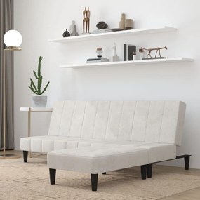 3121284 vidaXL Canapea extensibilă 2 locuri cu taburet gri deschisă microfibră