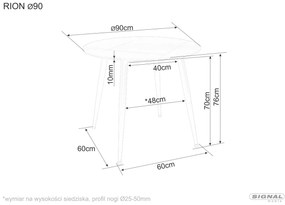 Masa Rion alb/negru ø90 cm