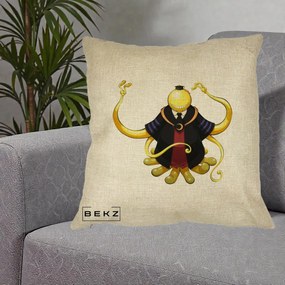 Perna Personalizata Assassination Classroom Koro-sensei, 40x40 cm, Crem, Husa Detasabila, Perna Inclusa, BEKZ®