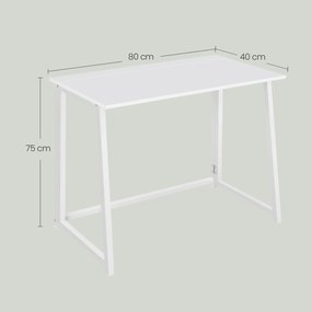 Set pentru birou – birou pliabil ZARIMO 80×40 cm alb + scaun de birou AVOLA VELVET maro deschis
