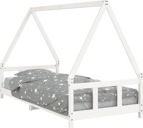 vidaXL Cadru de pat pentru copii, alb, 90x200 cm, lemn masiv de pin