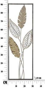 Mauro Ferretti Decoratiune de perete din lemn, frunze-A- CM 30,5X1,90X91