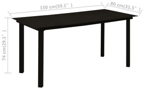 Set mobilier de exterior, 7 piese, negru, ratan PVC Lungime masa 150 cm, 7