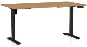 Masă înălțime reglabilă OfficeTech B, 160 x 80 cm, picioare negre, stejar piatra