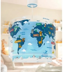 Lustră pentru copii Dalber WORLD 40672, 1xE27/15W/230V, albastră
