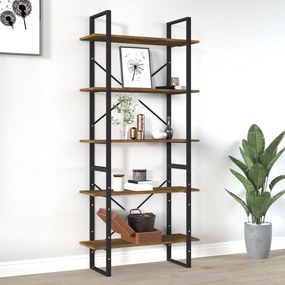 3114016 vidaXL Bibliotecă 5 niveluri stejar afumat 80x30x175 cm lemn prelucrat