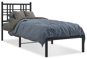376315 vidaXL Cadru de pat metalic cu tăblie, negru, 80x200 cm