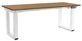 Masă înălțime reglabilă OfficeTech Strong 180 x 80 cm, picioare albe, stejar piatra