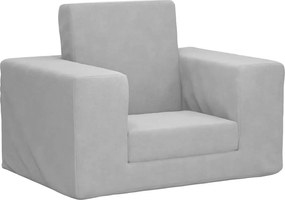 vidaXL Canapea extensibilă pentru copii, gri deschis, pluș moale