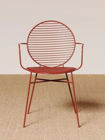 Scaun de exterior, rosu, din metal, Klara