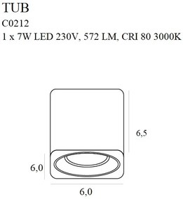 Spot aplicat LED design minimalist TUB negru/auriu