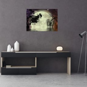 Tablou - Lună plină deasupra apei (70x50 cm)