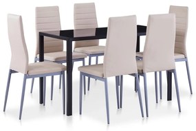 281702 vidaXL Set mobilier de bucătărie, 7 piese, cappuccino