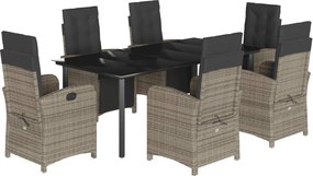 vidaXL Set mobilier de grădină cu perne, 7 piese, gri, poliratan