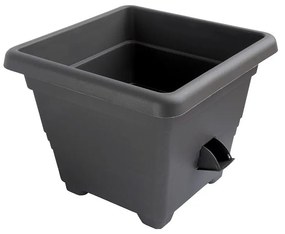 Ghiveci cu auto-udare gri antracit 35 x 35 cm Bergamot - Plastia