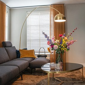 Lampă de podea arcuită din alamă cu bază din marmură albă reglabilă - XXL