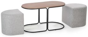 Set masuta cafea si 2 tabureti Pampa nuc/gri