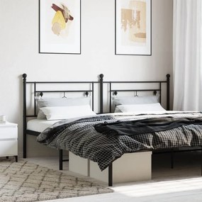374377 vidaXL Tăblie de pat metalică, negru, 200 cm