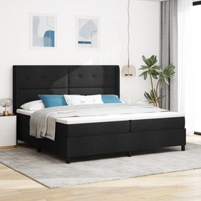 vidaXL Pat cu arcuri și saltea Neagră 200 x 200 cm din material.