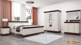 Dormitor Luxus lemn masiv Alb/Nuc, montaj gratuit