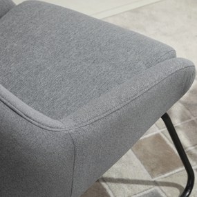 HOMCOM Set Fotoliu cu Pouf pentru picioare, Capitonate, Mobilier Casa si Birou, din Metal si Tesatura, Gri