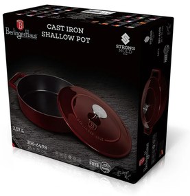 Cratiță din fontă emailată cu capac 26 cm, 2.5L – Berlinger Haus Burgundy Collection BH 6498, ideală pentru cuptor sau plită, gătit lent