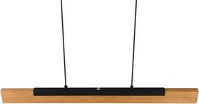 Lustră negru-mat LED cu abajur din lemn Kerala – Trio