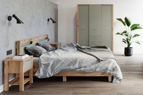 Dulap Ertigo cu trei uși 138 cm - stejar wotan/verde