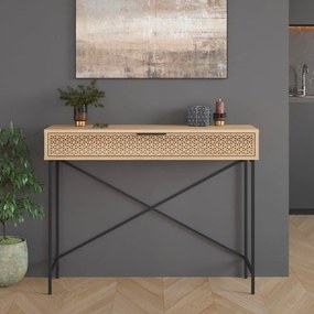 Masă consolă în culoare naturală cu aspect de lemn de stejar 35.5x110 cm Ecrin – Marckeric