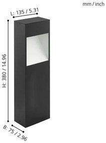 Eglo 98096 - Lampă exterior LED MANFRIA LED/10W/230V IP44 înălțime 380