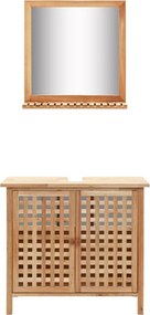 vidaXL Dulap de chiuvetă cu oglindă, lemn masiv de nuc