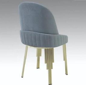 Scaun ,tapitat culoare blue si piciore metal