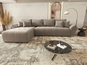 Colțar extensibil dumonde cu ladă de depozitare si sezut confortabil din spuma high-density, Berlin XL Royal Gri 350x185 cm