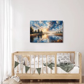 Tablou - Pictură cu soarele deasupra apei (90x60 cm)