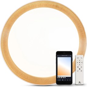 Plafonieră Smart LED Pulsar Gold Ring 36W, Diametru 55cm, Temperatură Culoare Reglabilă 3000K-6500K, Design Modern Auriu pentru Iluminat Interior